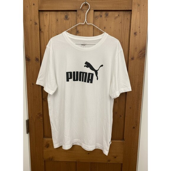 PUMA White Crewneck Logo T-Shirt - Picture 1 of 2